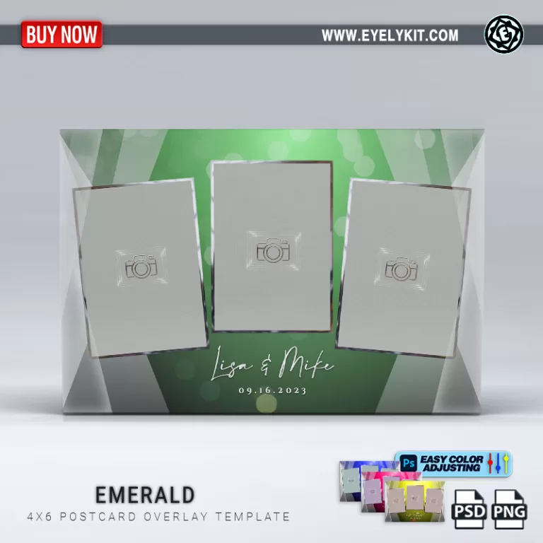 PHOTO BOOTH OVERLAY OVERLAY-TEMPLATE-EMERALD-3PIC-P