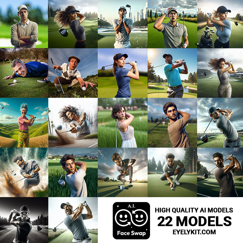 Golf Theme AI Face Swap photo-booth-ai-faceswao-models-golfing-bundle