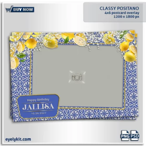 Classy Positano Photo Booth Overlay- The Classy Positano Photo Booth Overlay combines fresh citrus energy with refined Mediterranean elegance, making it the perfect overlay for birthdays, weddings, and summer-themed events. Easy to use, fully customizable, and designed for universal compatibility, this overlay guarantees stunning, high-quality results every time.