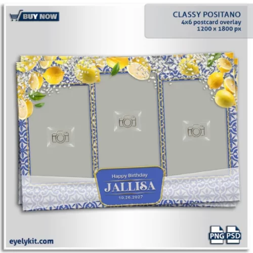 Classy Positano Photo Booth Overlay- The Classy Positano Photo Booth Overlay combines fresh citrus energy with refined Mediterranean elegance, making it the perfect overlay for birthdays, weddings, and summer-themed events. Easy to use, fully customizable, and designed for universal compatibility, this overlay guarantees stunning, high-quality results every time.