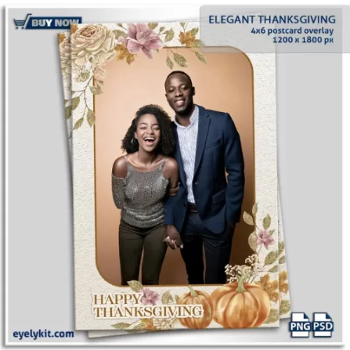 Elegant Thanksgiving-Celebrate the warmth of the holiday season with our Elegant Thanksgiving Photo Booth Overlay, beautifully designed with delicate pumpkin illustrations and soft floral accents. This overlay is the perfect addition to any Thanksgiving photo booth setup, offering a blend of autumn charm and sophisticated style. Whether you’re hosting a family gathering, corporate holiday party, or Friendsgiving celebration, this design ensures every photo becomes a keepsake filled with seasonal elegance.