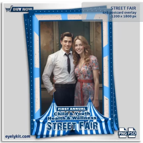 Street Fair- Add excitement, color, and a lively atmosphere to your next community celebration with our Street Fair Photo Booth Overlay. Designed with bold patterns, carnival-inspired details, and a festive aesthetic, this overlay captures the spirit of outdoor fairs, festivals, and health & wellness events. Perfect for photo booth owners, event planners, and organizations looking to engage their audience, this design turns every snapshot into a fun keepsake.