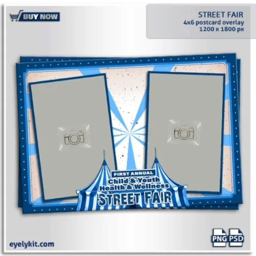 Street Fair- Add excitement, color, and a lively atmosphere to your next community celebration with our Street Fair Photo Booth Overlay. Designed with bold patterns, carnival-inspired details, and a festive aesthetic, this overlay captures the spirit of outdoor fairs, festivals, and health & wellness events. Perfect for photo booth owners, event planners, and organizations looking to engage their audience, this design turns every snapshot into a fun keepsake.