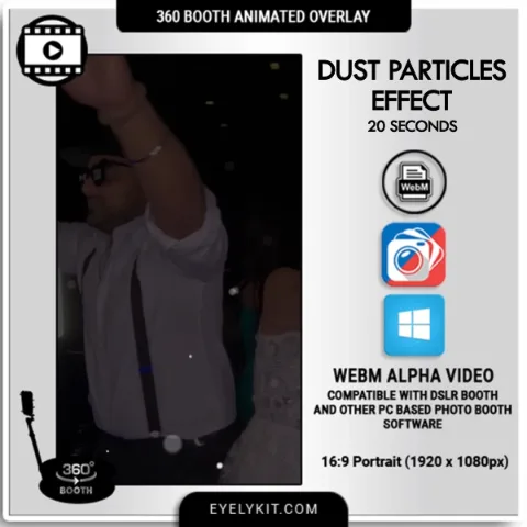 dust particles effect- 360 booth Alpha Video Effect. This transparent WebM overlay creates the look of floating dust.