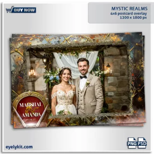 Mystic Realms Photo Booth Overlay. Dungeons and dragons. a one-of-a-kind digital template designed to elevate photo booth experiences into cinematic adventures. Whether it’s for weddings, themed parties, fantasy conventions, or immersive corporate events, this overlay transforms ordinary snapshots into powerful keepsakes filled with magic, mystery, and grandeur.