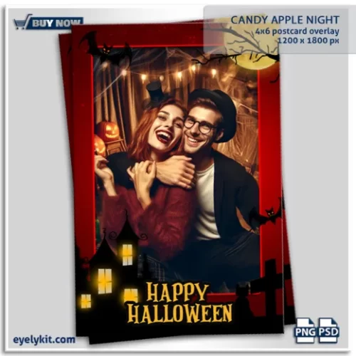 red halloween photobooth overlay template featuring deep candy apple red colors for halloween.