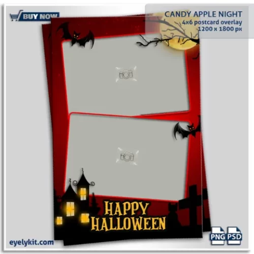 red halloween photobooth overlay template featuring deep candy apple red colors for halloween.