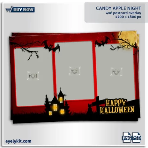 red halloween photobooth overlay template featuring deep candy apple red colors for halloween.