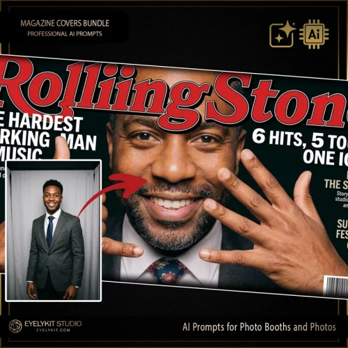 Magazine Cover Prompts: Magazine Cover AI Prompt Pack is the ultimate editorial asset for your photo booth business. In 2026, guests don't just want a photo; they want to be the "Main Character." This pack gives them exactly that—the chance to grace the covers of the world's most iconic publications.