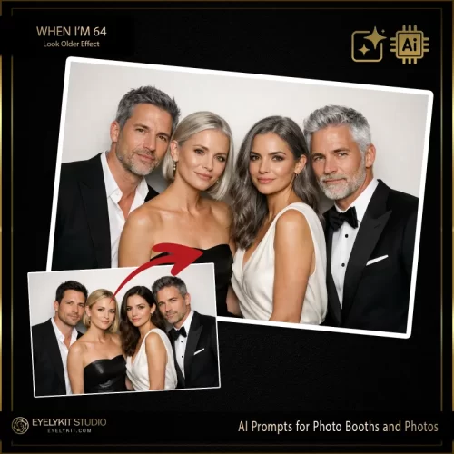 Younger and Older AI Prompts- Elevate your AI-powered photo booth experiences with the Younger and Older AI Prompt Pack. This comprehensive collection is meticulously engineered for photo booth owners who want to offer their clients the latest in generative AI technology.