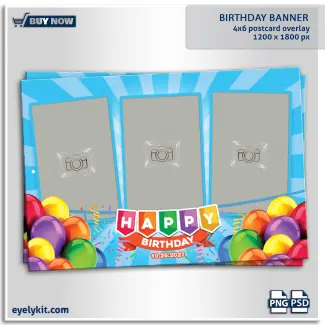 happy birthday overlay templates- square photo booth template. birthday banner kids style overlay template.