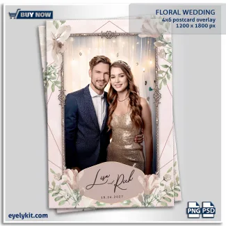 wedding flowers photo booth overlays templates. Capture the timeless romance of the "big day" with the Floral Wedding overlay template.