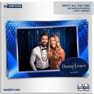 electric blue photo booth templates. This vibrant design delivers that electric, "night out" atmosphere in a polished, professional format.