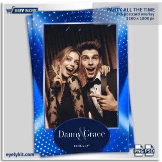 electric blue photo booth templates. This vibrant design delivers that electric, "night out" atmosphere in a polished, professional format.