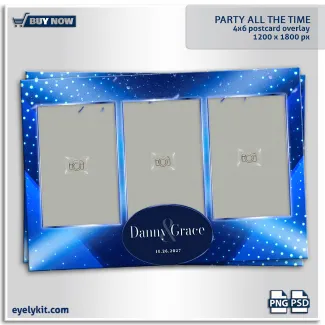 electric blue photo booth templates. This vibrant design delivers that electric, "night out" atmosphere in a polished, professional format.