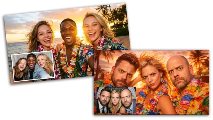 AI Prompts For Images used in a photo booth with realistic AI face swap results