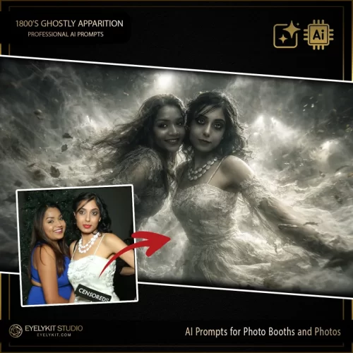 ghost prompts for photobooths. Send shivers down your clients' spines and dominate the Halloween and themed-event market with the 1800s Ghostly Apparition AI prompt pack. From haunted house attractions and murder mystery dinners to lavish Gothic weddings and seasonal corporate bashes, event planners are constantly searching for deeply immersive, chilling entertainment