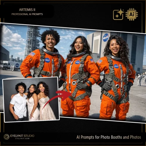 Artemis II ai prompts for photo booths. These Artemis II ai prompts provide a "brilliant and stunning" digital asset engineered for photo booth owners who want to offer a hyper-realistic, cinematic space transformation.