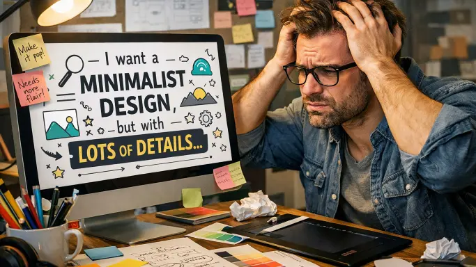 an-upset-graphic-designer-poor-clilent-communication-photo-booth-templates. The Ultimate Guide to Custom Photo Booth Overlays and Designer-Client Communication.