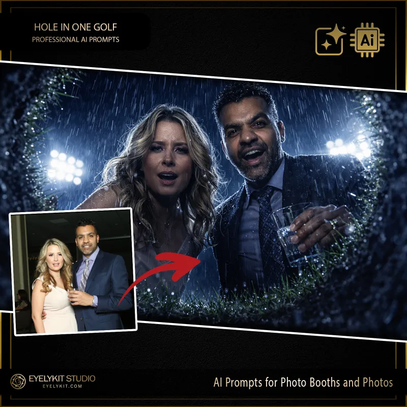 Hole In One Golf 3 Hole In One Golf prompts for photobooths. Utilizing advanced generative AI, these Hole In One Golf prompts for photobooths take standard event captures and meticulously place your guests in a wildly creative environment: looking straight down into the golf cup! Whether you are booking a massive charity scramble, a Master's viewing party, or an upscale country club wedding, these highly specialized technical strings deliver an unparalleled level of dynamic lighting, realistic turf textures, and jaw-dropping visual comedy.