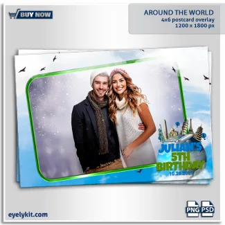 around the world photobooth overlay templates. Perfect for celebrating travel-loving couples, adventurous milestone birthdays, study abroad farewells, and global corporate summits, this template turns every capture into a cherished passport to fun. Offering a beautifully illustrated, wanderlust-inspired digital frame is the perfect way to secure these highly versatile and universally appealing bookings.