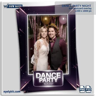 dance party photo booth templates. This single portrait 4x6 layout delivers a colorful and nostalgic backdrop, transforming standard photos into vibrant party memories. It is an essential addition for operators seeking dance party photo booth templates that stand out in a crowded market.
