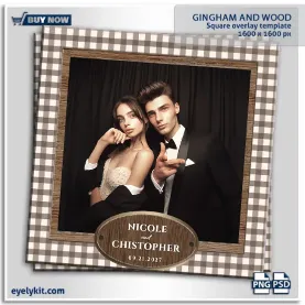 Gingham And Wood photo booth templates. Balancing classic country patterns with sophisticated textures is the defining element of modern farmhouse and barn-style events. Photo booth operators need specialized, high-intensity designs to secure these premium bookings, especially for highly demanded wedding photo booth templates that call for a curated, intimate atmosphere.