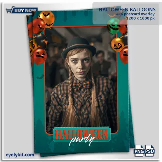 halloween balloons overlay template for photo booths. halloween themed template with halloween balloons.