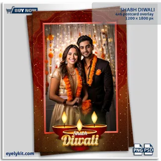 Shabh Diwali photo booth templates. Offering a deeply authentic, traditional aesthetic is the key to securing these high-intensity seasonal bookings. This 4x6 portrait-on-portrait layout is the perfect tool for creating dramatic, cherished captures that guests will keep forever as a true cultural souvenir.