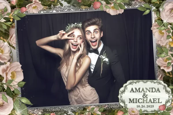 image of the blush gardens phot booth overlay from eyelykit