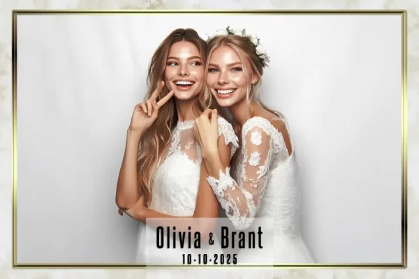 image of the delicate marble and gold minimal themed Wedding photo booth overlay from eyelykit