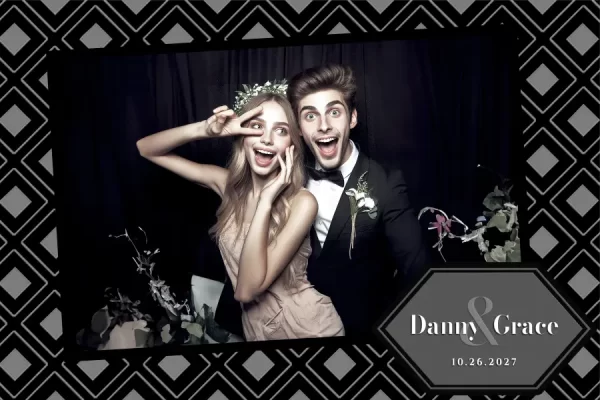 image of the delicate wedding mignight elegance themed minimal themed Wedding photo booth overlay from eyelykit