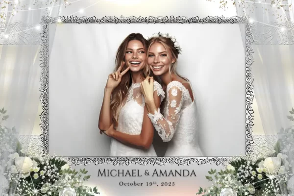 image of the delicate wedding linen themed minimal themed Wedding photo booth overlay from eyelykit