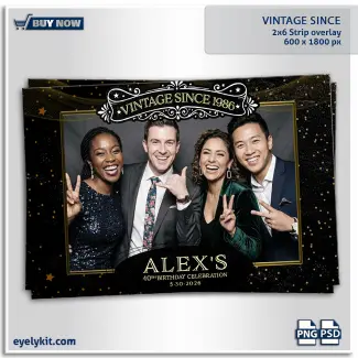 vintage since photobooth templates. vintage photobooth overlays. Give your clients a classic, sophisticated keepsake to celebrate their major milestones with the Vintage Since... photo booth template.