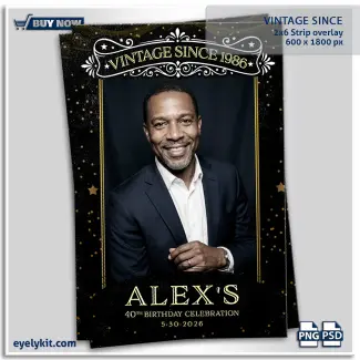 vintage since photobooth templates. vintage photobooth overlays. Give your clients a classic, sophisticated keepsake to celebrate their major milestones with the Vintage Since... photo booth template.