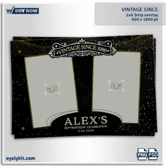 vintage since photobooth templates. vintage photobooth overlays. Give your clients a classic, sophisticated keepsake to celebrate their major milestones with the Vintage Since... photo booth template.