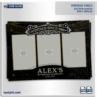 vintage since photobooth templates. vintage photobooth overlays. Give your clients a classic, sophisticated keepsake to celebrate their major milestones with the Vintage Since... photo booth template.